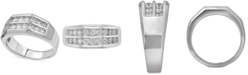 Macy's Men's Diamond Double Row Ring (1 ct. t.w.) in 10k White Gold and 10k Yellow Gold